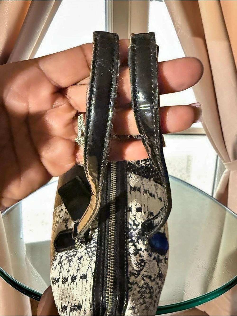 Coach Nancy Satchel 2014 Exotic Python Snake-Embossed Leather Black & White - Picture 12 of 12